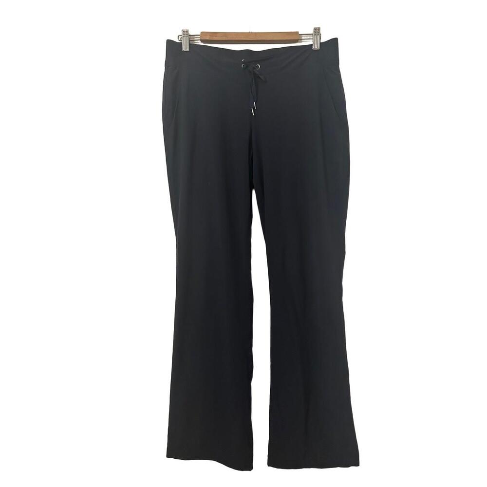 Athleta Pants Womens Size 10 Black Wide Leg Drawstring Fleece Lined Back Pockets